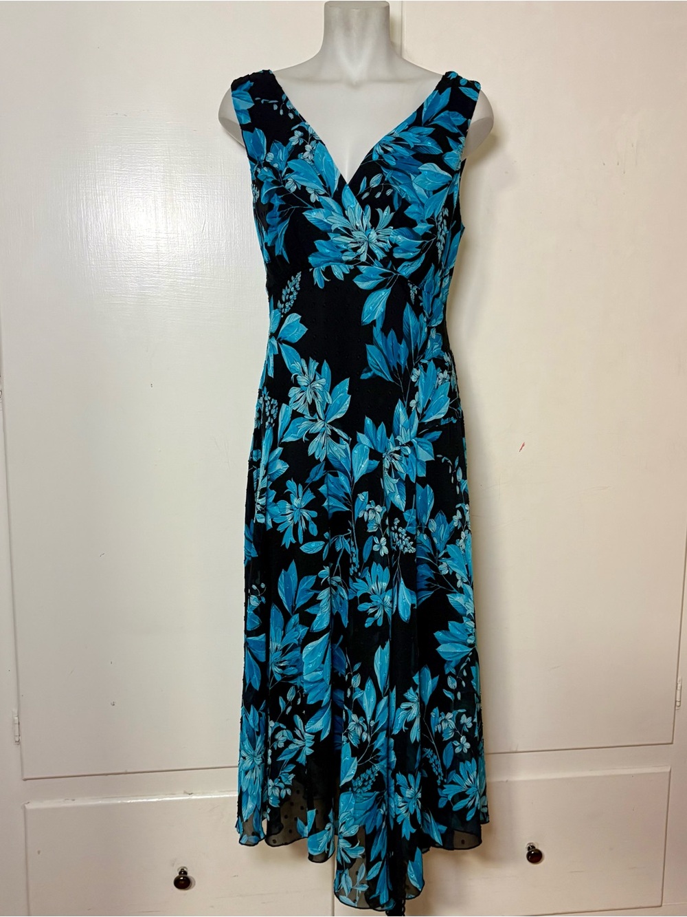 Vintage Y2K Connected Apparel Floral Sleeveless V Neck Asymmetrical Fairy Dress